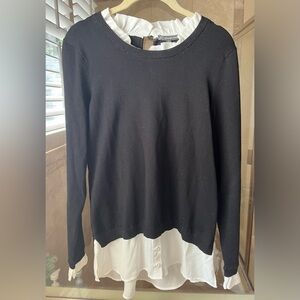 Adrianna Papell Black Sweater w/ Sheer White Trim NWT - medium